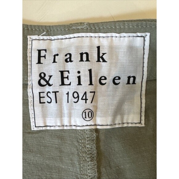 Frank Eileen Kinsale Size 10 Ankle Sage Green Cotton  Flax Blend Raw Hem Pants - Picture 8 of 13